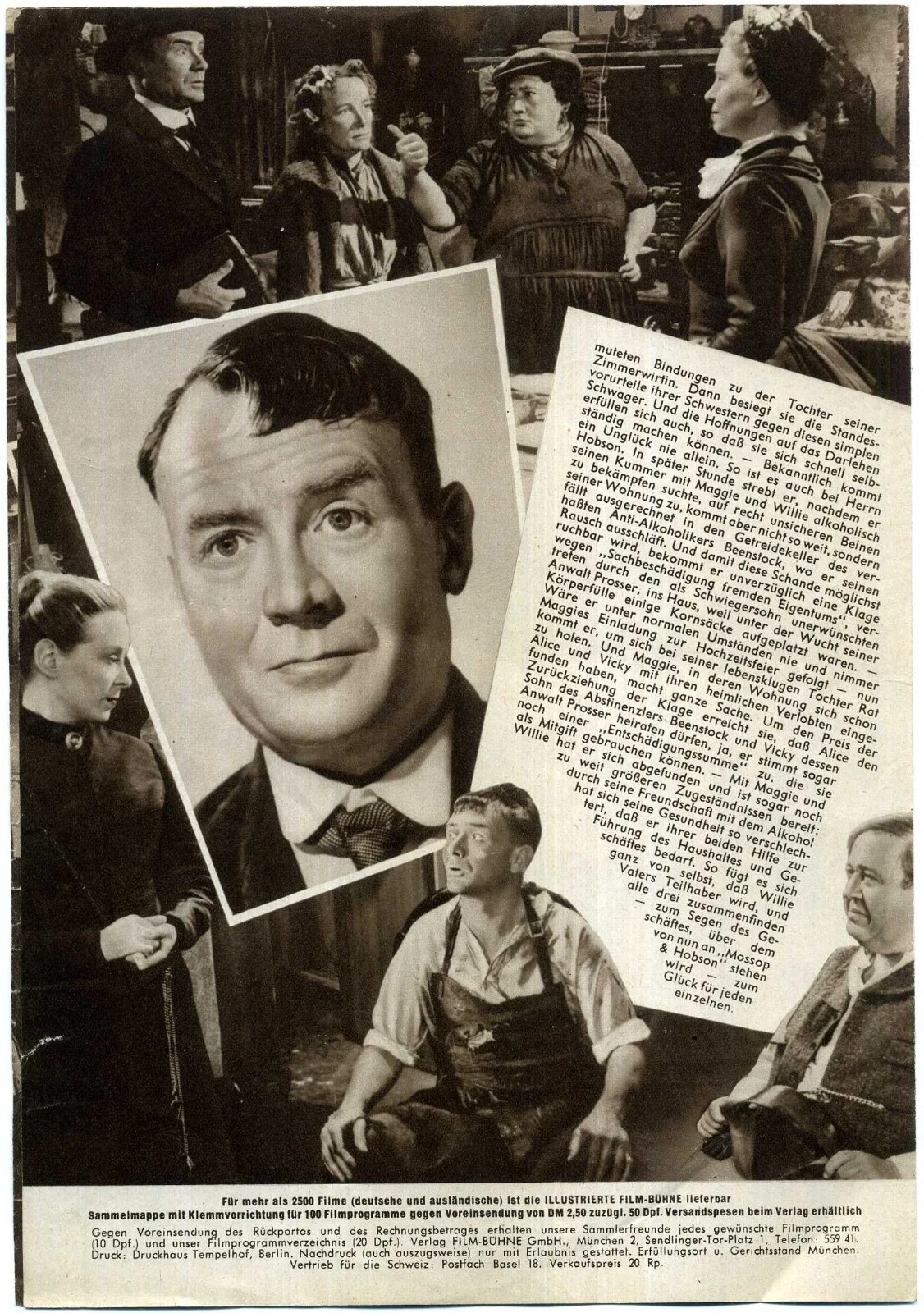 HOBSON’S CHOICE 1954 Charles Laughton, John Mills David Lean GERMAN PROGRAM, image 2