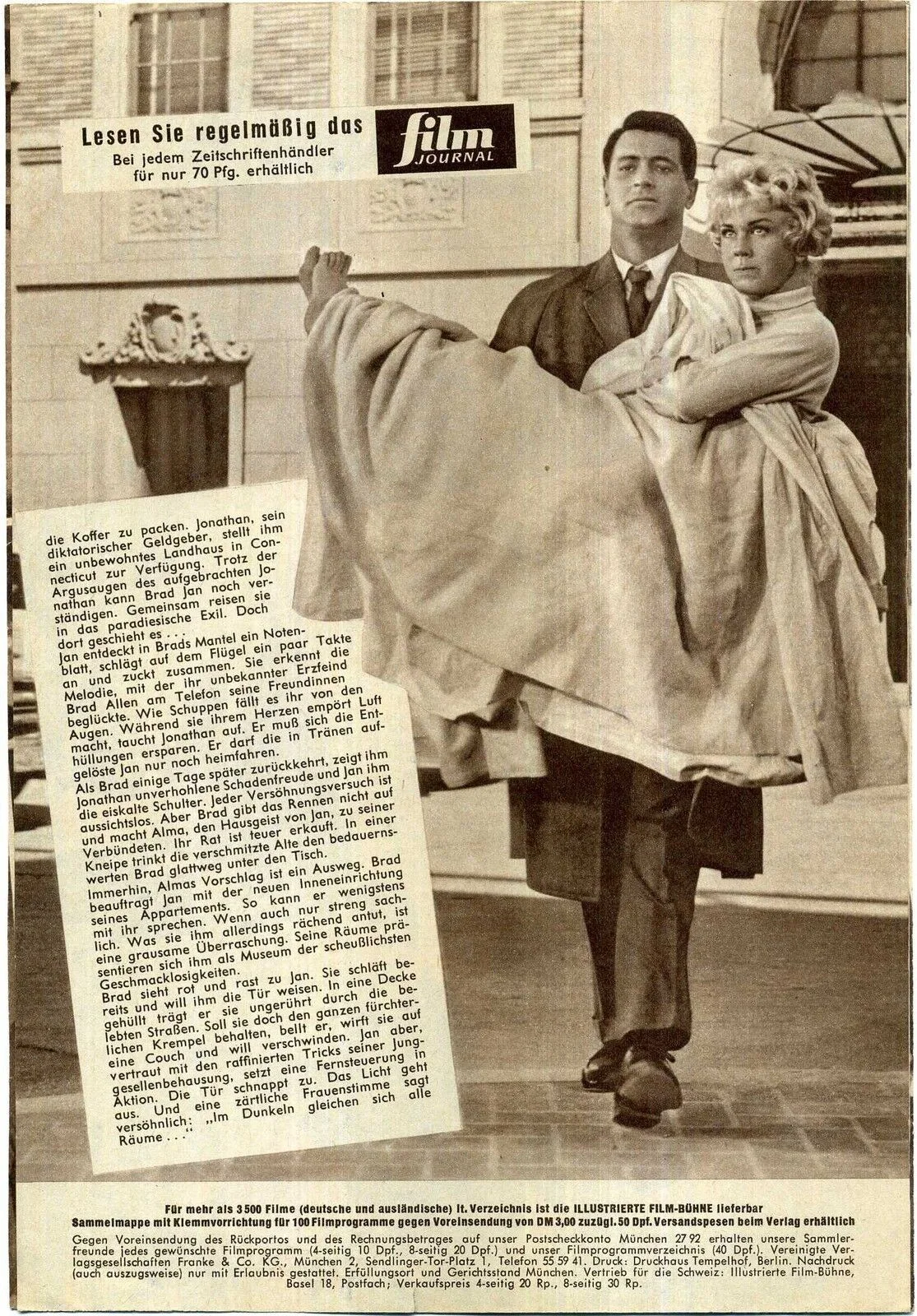 PILLOW TALK 1959 Rock Hudson, Doris Day, Tony Randall GERMAN PROGRAM, image 2