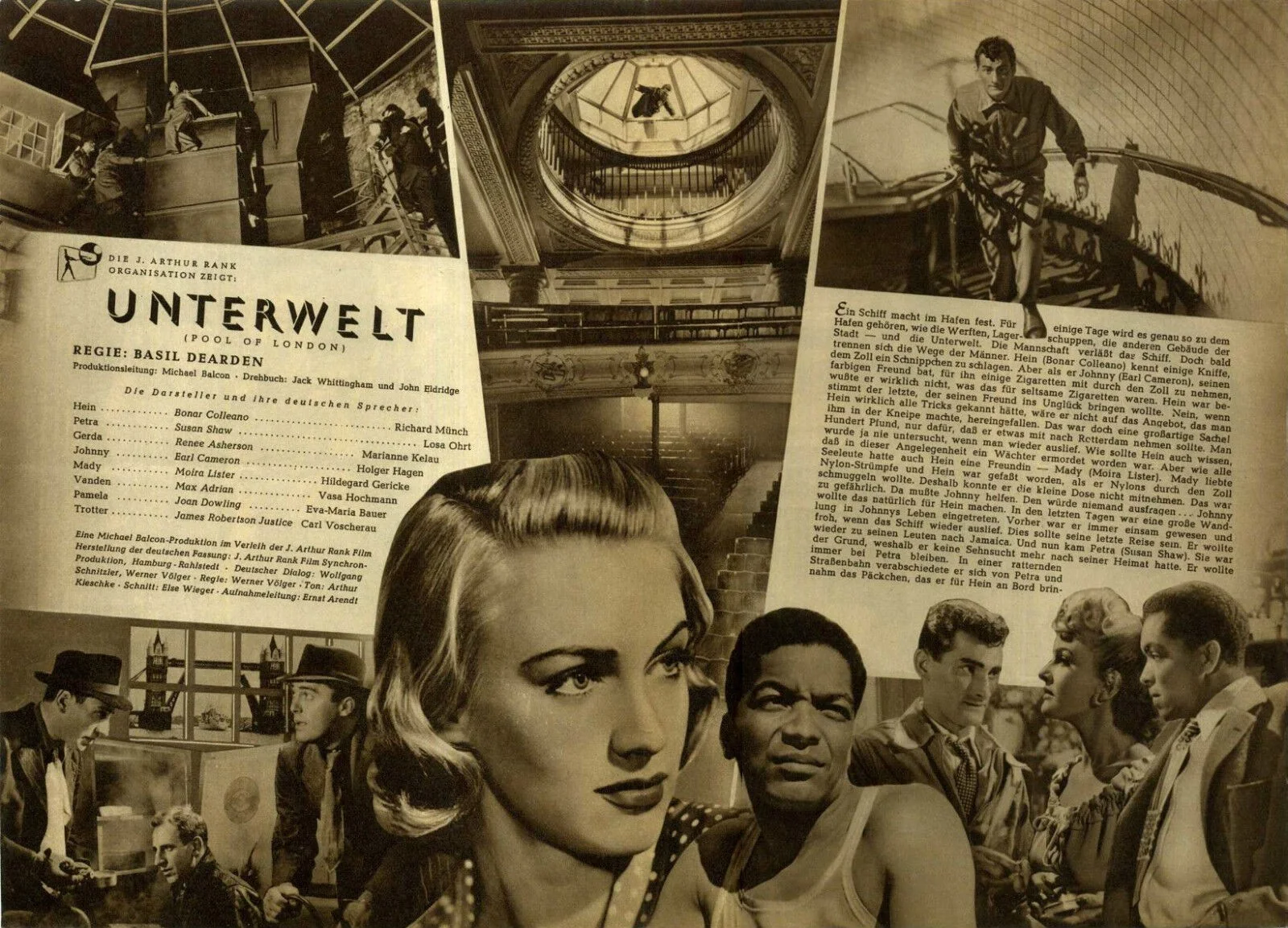 POOL OF LONDON 1950 Bonar Colleano, Susan Shaw, Renée Asherson GERMAN BROCHURE, изображение 2