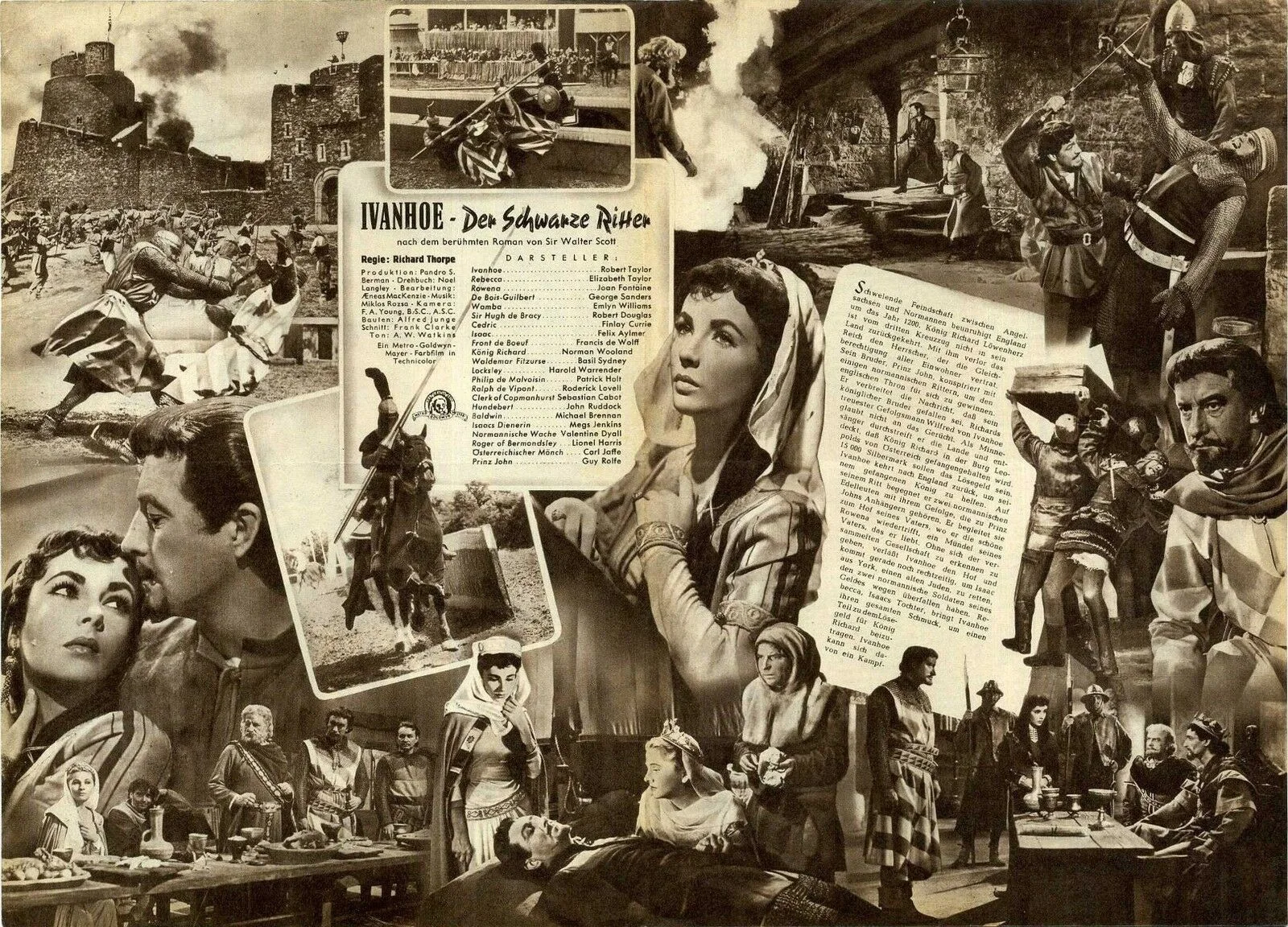 IVANHOE 1952 Elizabeth Taylor, Robert Taylor, Joan Fontaine GERMAN BROCHURE #180, image 2