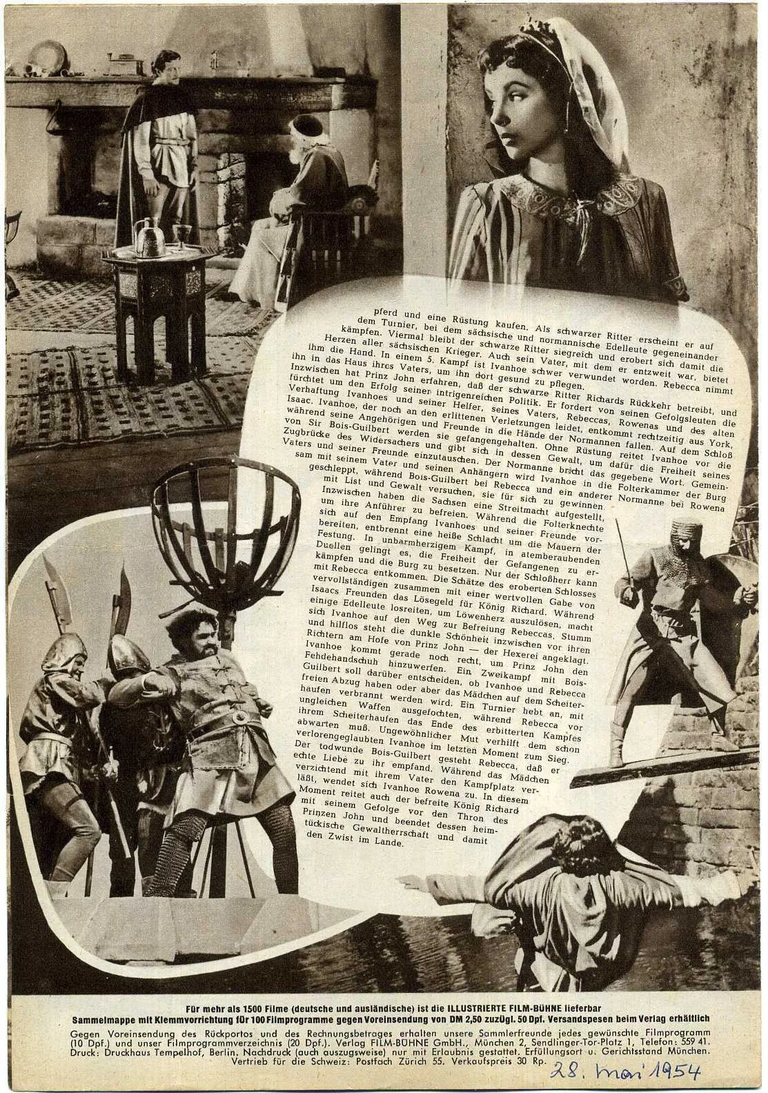 IVANHOE 1952 Elizabeth Taylor, Robert Taylor, Joan Fontaine GERMAN BROCHURE #180, image 3