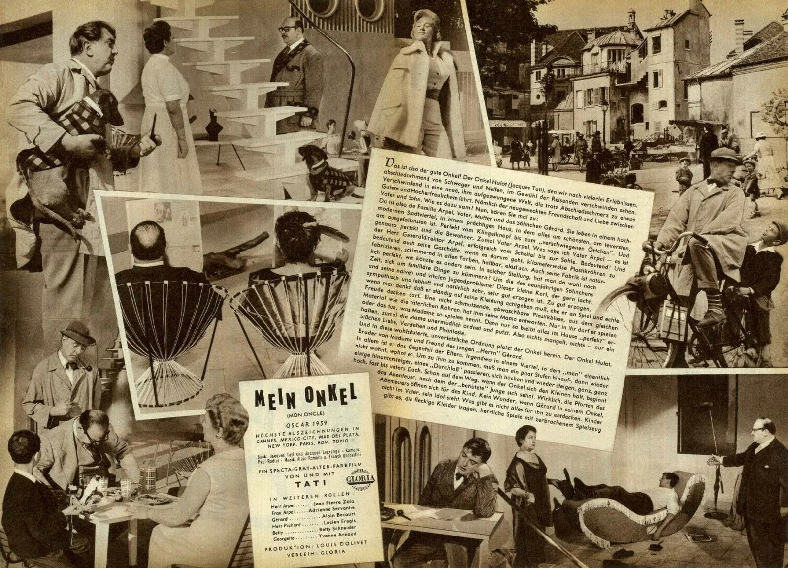 MON ONCLE 1958 Jacques Tati GERMAN BROCHURE, image 2