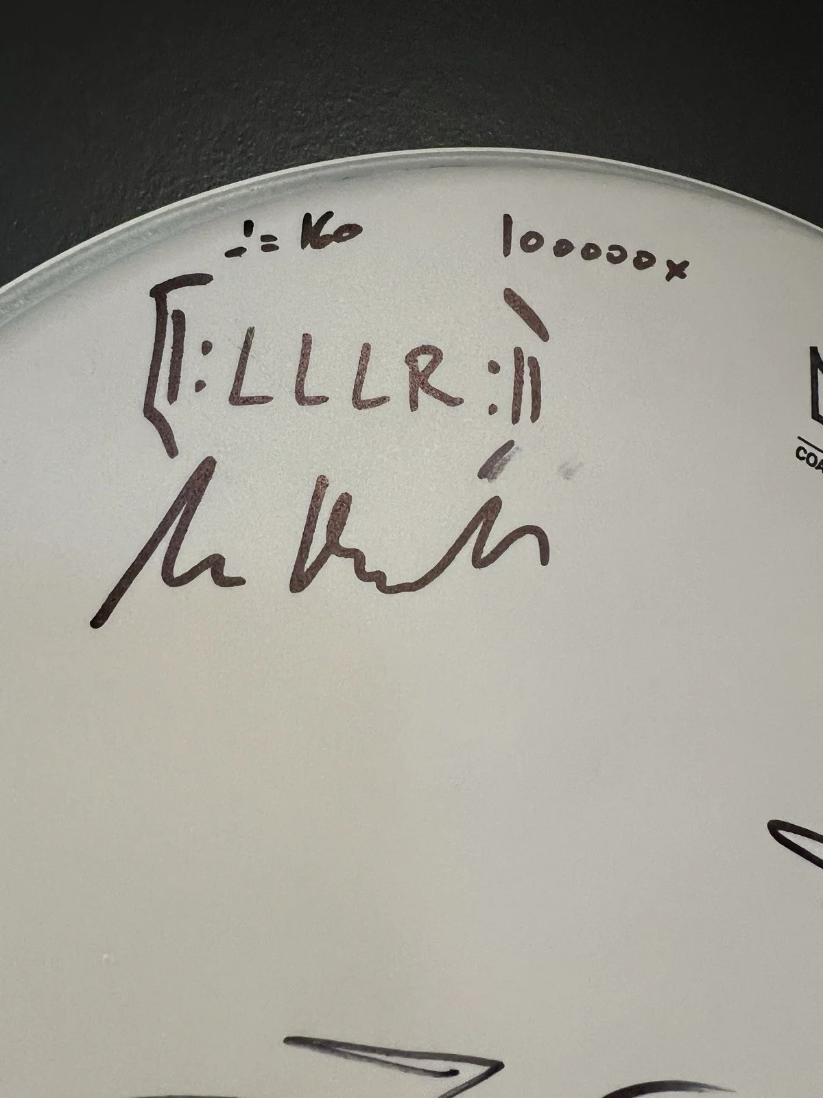 UK Autographed Signed DRUM HEAD EDDIE JOBSON, JOHN WETTON, ALEX MACHACEK, image 3