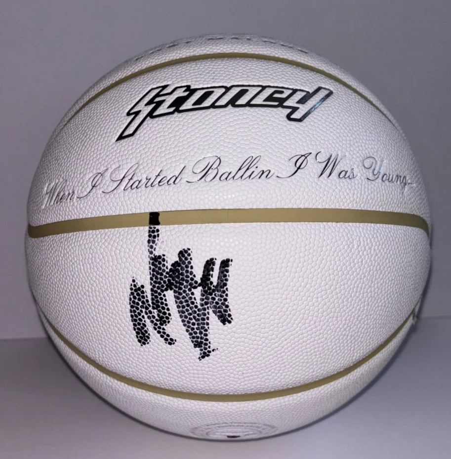 POST MALONE SIGNED STONEY WILSON BASKETBALL LE /300 WHITE IVERSON RAP SINGER JSA, изображение 2