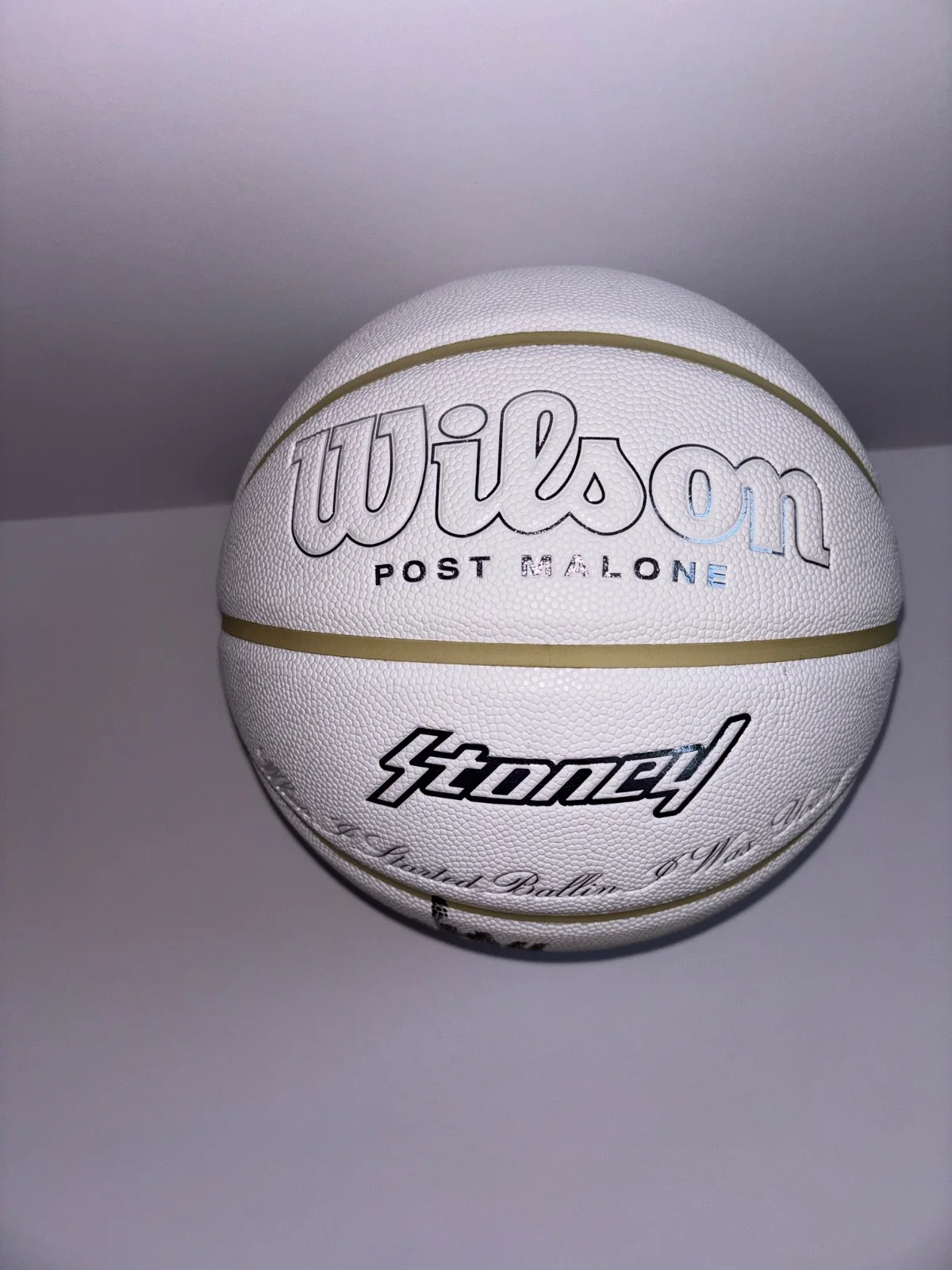 POST MALONE SIGNED STONEY WILSON BASKETBALL LE /300 WHITE IVERSON RAP SINGER JSA, изображение 3