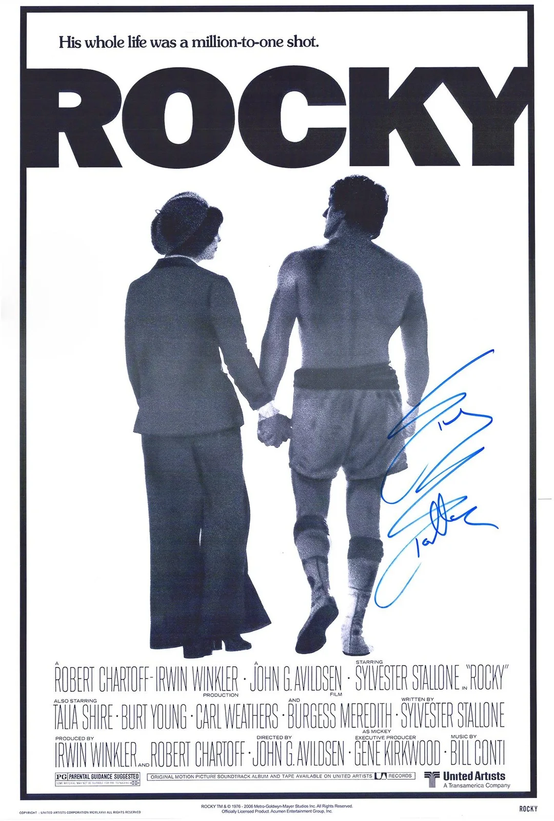 Sylvester Stallone — Sylvester Stallone Rocky Autographed 24" x 36" Movie Poster