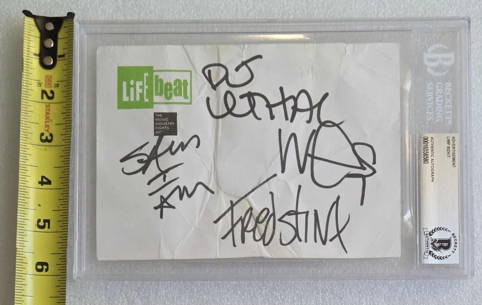 LIMP BIZKIT SIGNED BECKETT BAS COA AUTOGRAPHED SAM RIVERS SLABBED FRED DURST, image 2