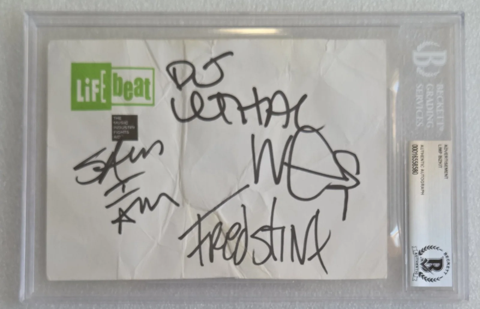 LIMP BIZKIT SIGNED BECKETT BAS COA AUTOGRAPHED SAM RIVERS SLABBED FRED DURST, image 4