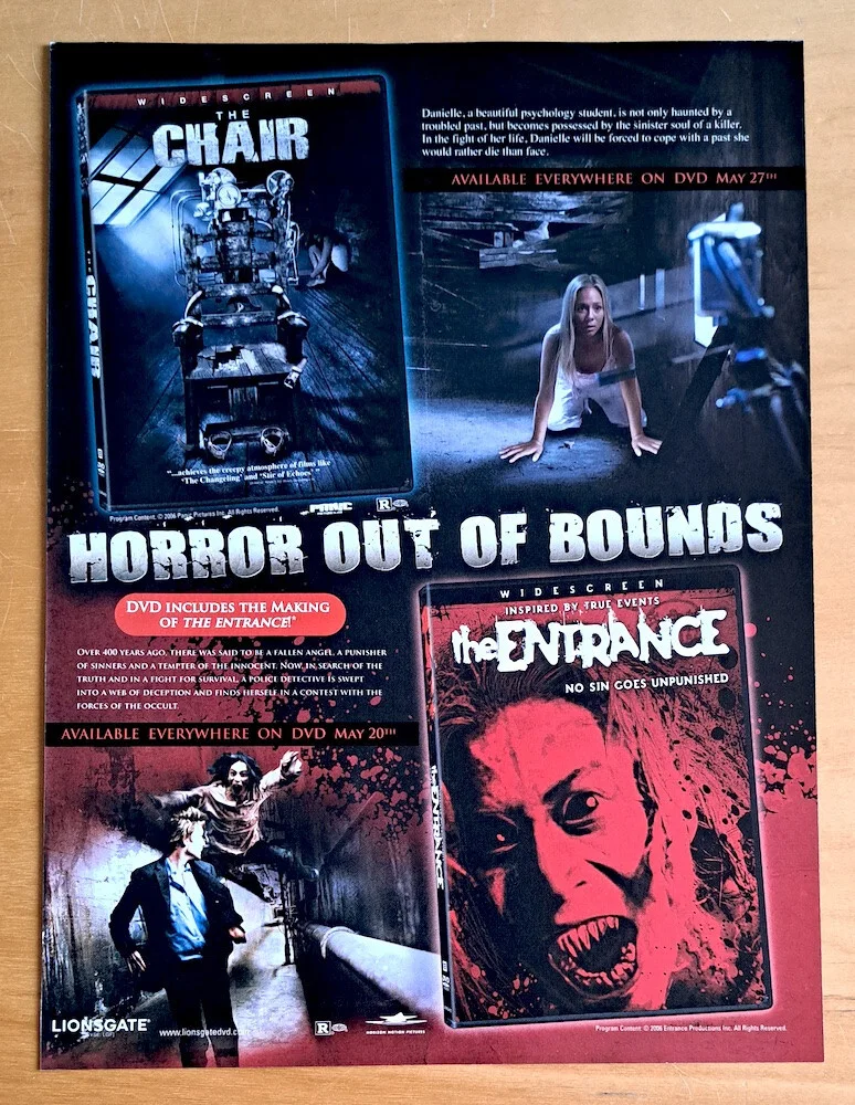 H.G LEWIS DVD BOX SET & THE CHAIR & THE ENTRANCE MAGAZINE AD ADVERT HORROR, изображение 2