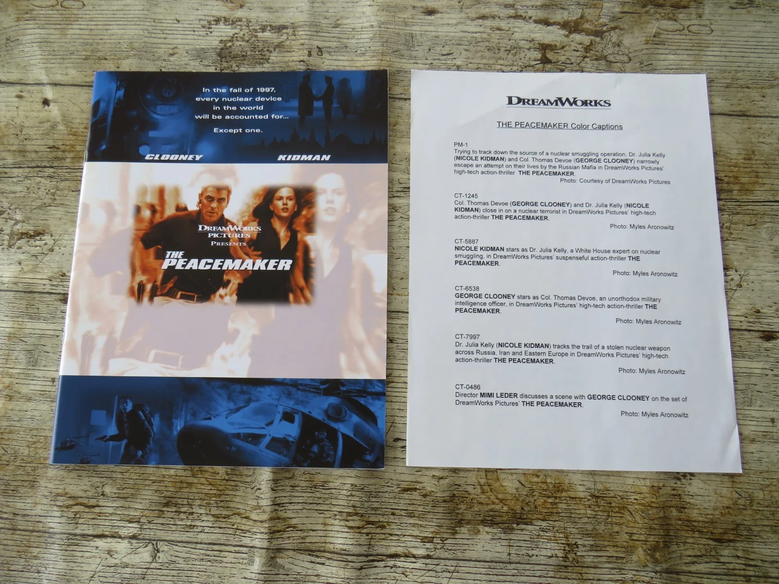 THE PEACEMAKER ORIGINAL 1997 CINEMA FILM MOVIE PRESS KIT George Clooney 6 PHOTOS, изображение 2