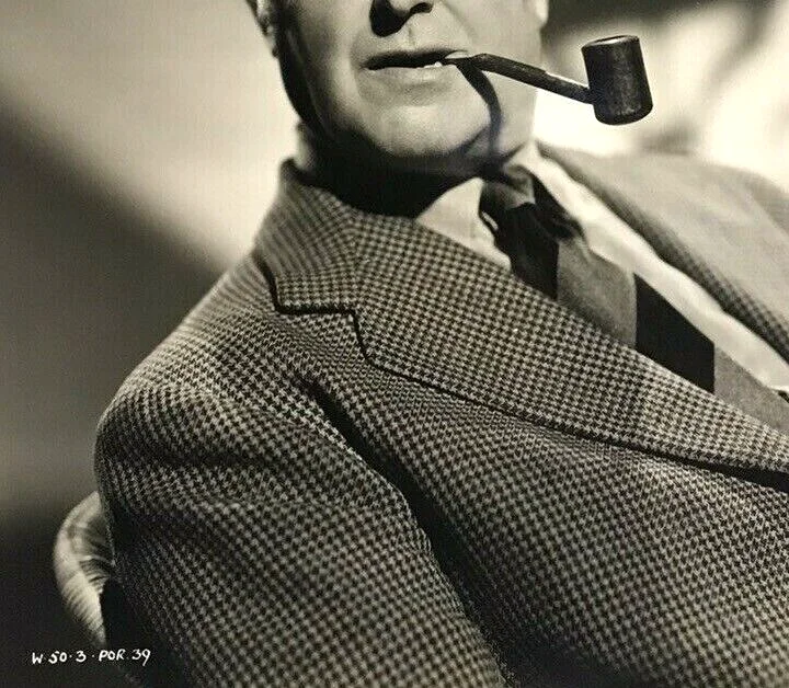British Actor Jack Warner Studio Photo Smoking Pipe Funny Comic 1940s-1950s, image 3