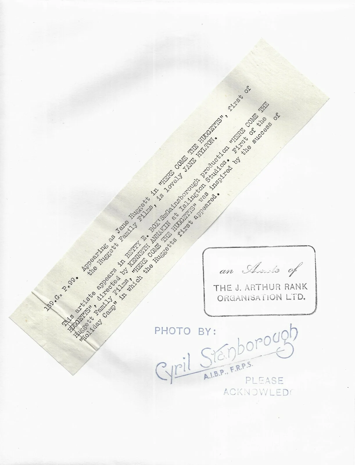 J.A Rank Jane Hylton Movie Studio Photo Here Come The Huggetts Beautiful 1948, изображение 3