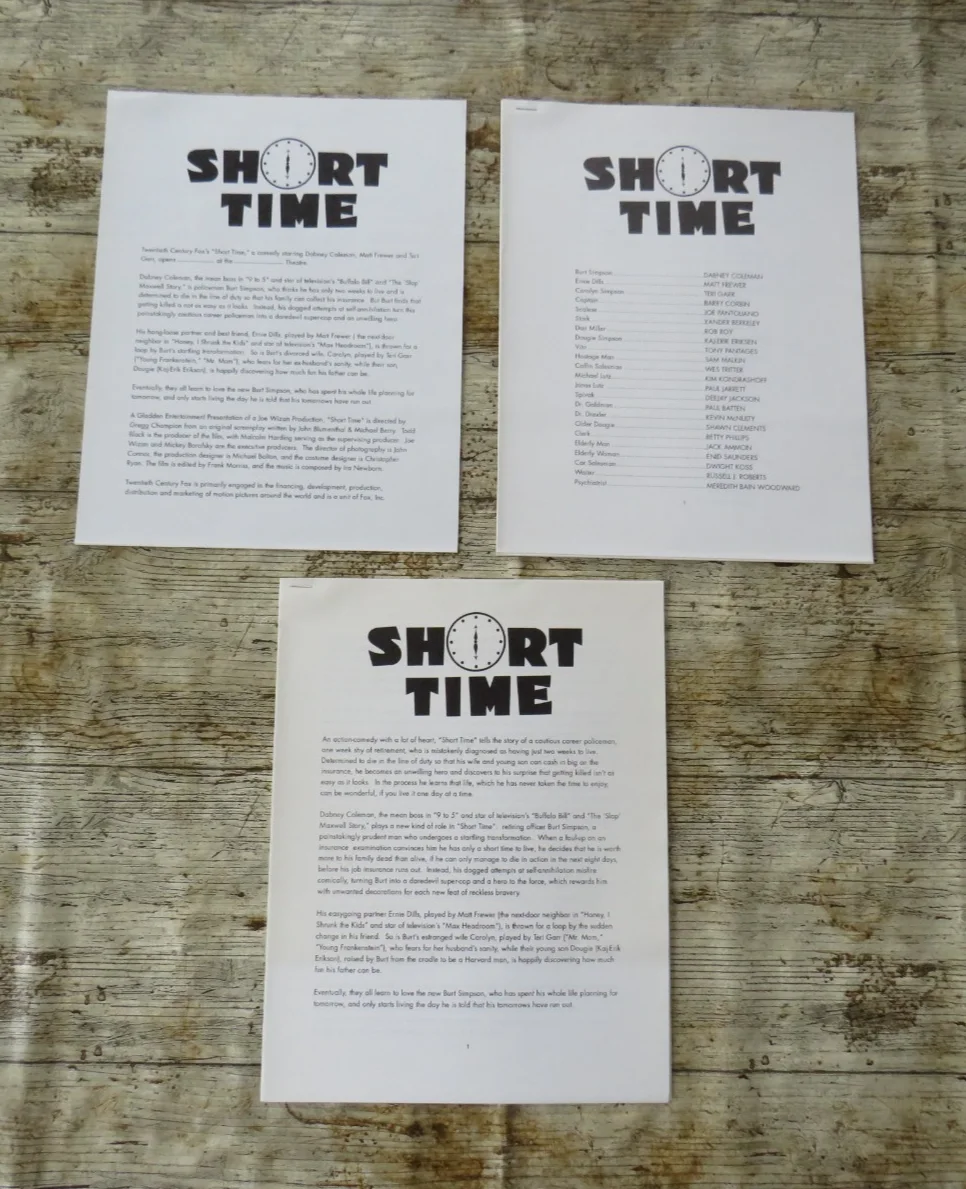 SHORT TIME ORIGINAL 1990 CINEMA FILM MOVIE PRESS KIT Dabney Coleman 6 PHOTOS, изображение 3