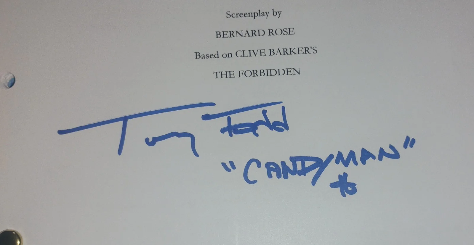 Tony Todd & Clive Barker Hand Signed Candyman Script COA - NO US TARIFFS, image 3