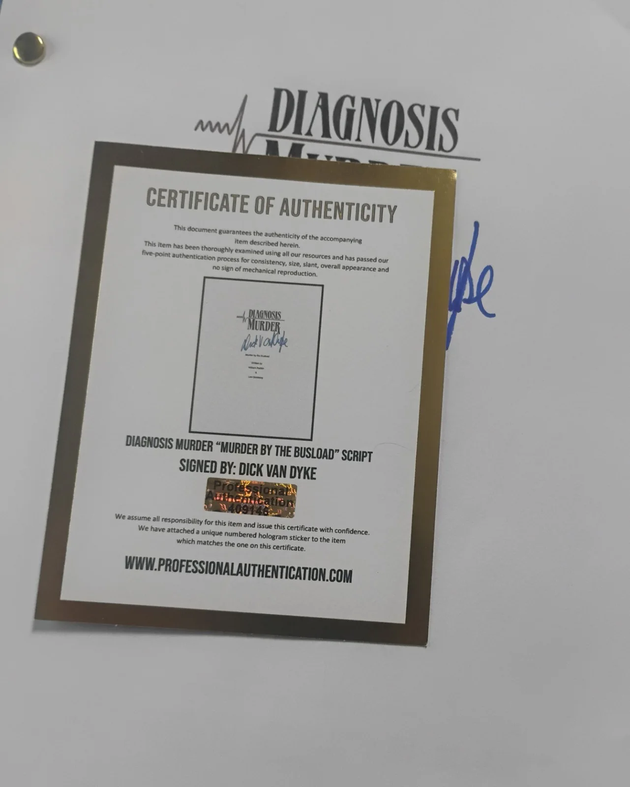 Dick Van Dyke Hand Signed Autograph Diagnosis Murder Script COA - NO US TARIFFS, image 5