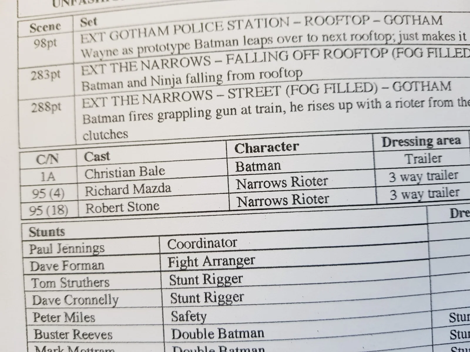Batman Begins movie call sheet and concept art props (callsheet #3), изображение 3