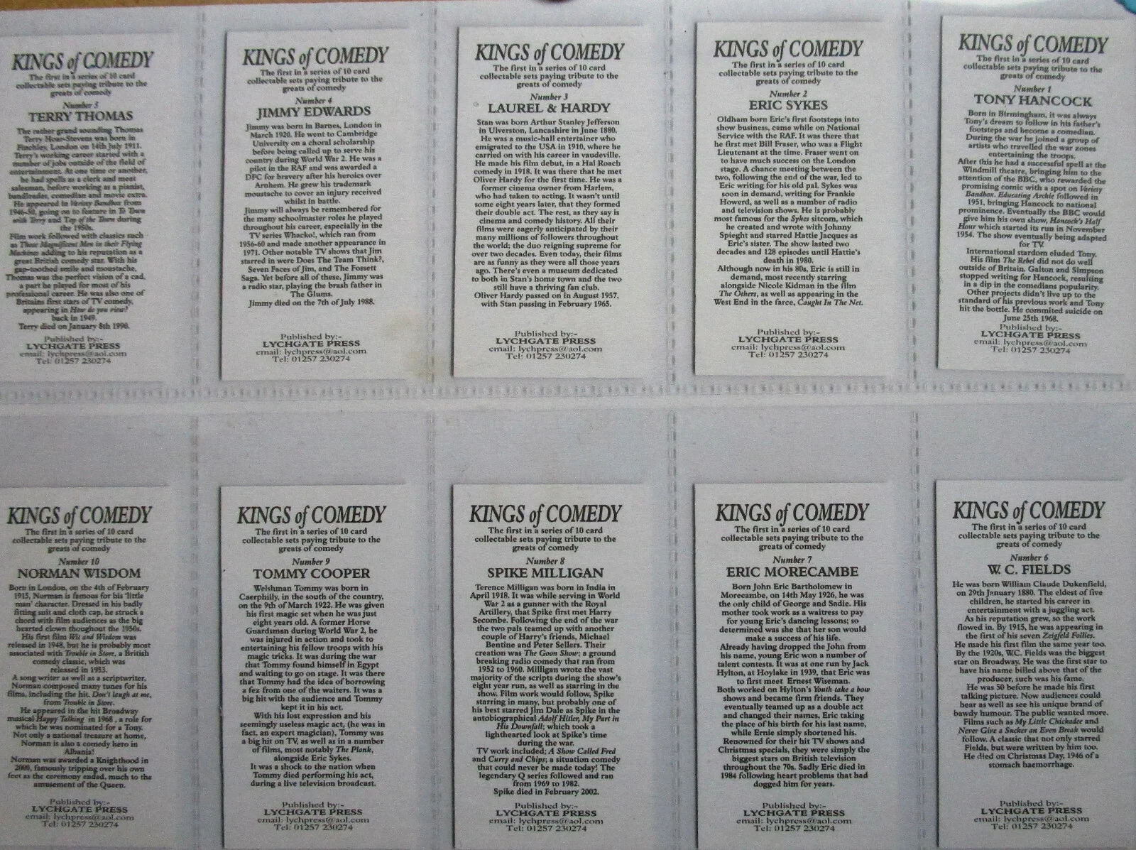 LYCHGATE FRAMED SET OF TEN 2005 TRADE CARDS KINGS OF COMEDY PRICED TO CLEAR !, изображение 5