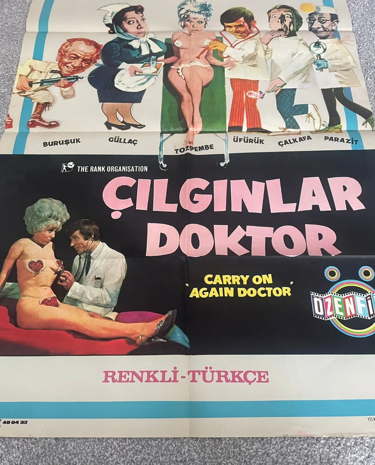 A very Rare original Turkish One Sheet Film Poster for CARRY ON AGAIN DOCTOR, изображение 3