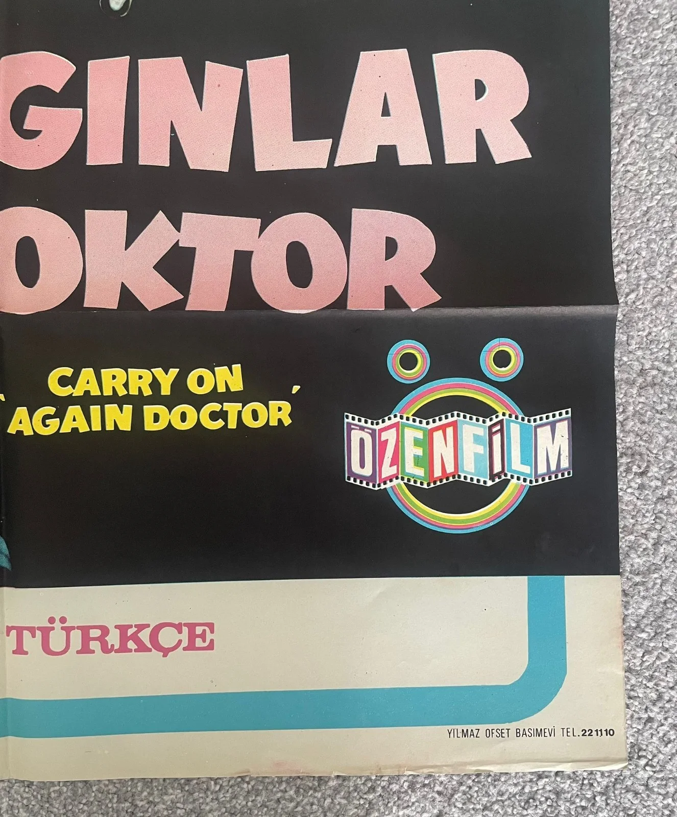 A very Rare original Turkish One Sheet Film Poster for CARRY ON AGAIN DOCTOR, изображение 4