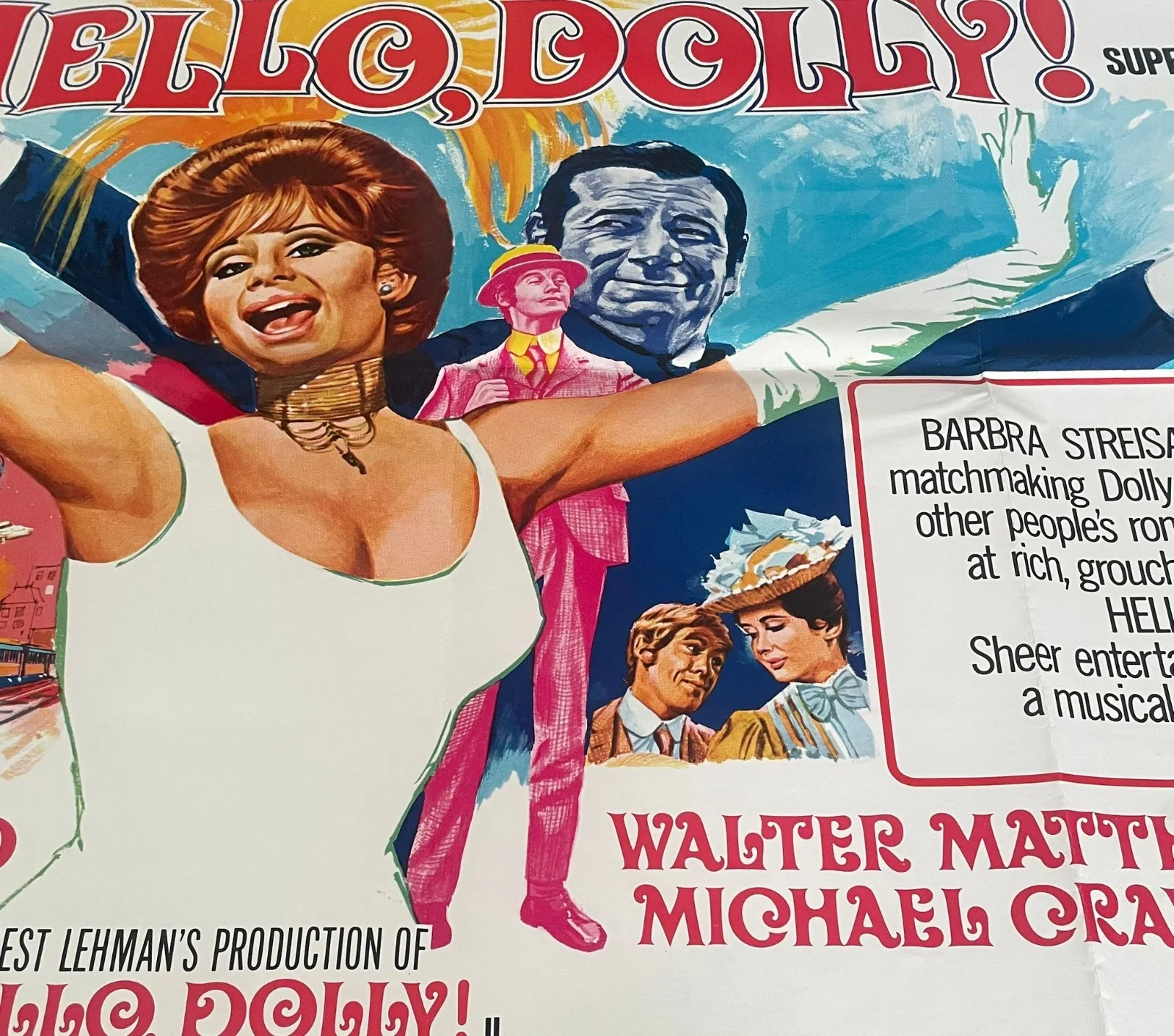 A fabulous original Vintage HELLO DOLLY 1969 UK QUAD Cinema Film Poster, изображение 3