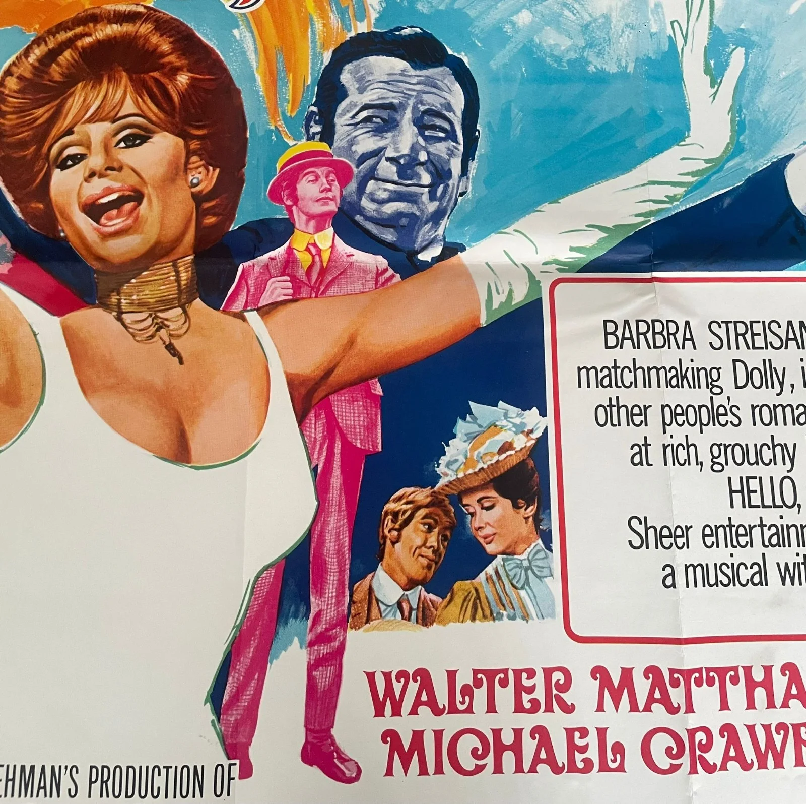 A fabulous original Vintage HELLO DOLLY 1969 UK QUAD Cinema Film Poster, изображение 4