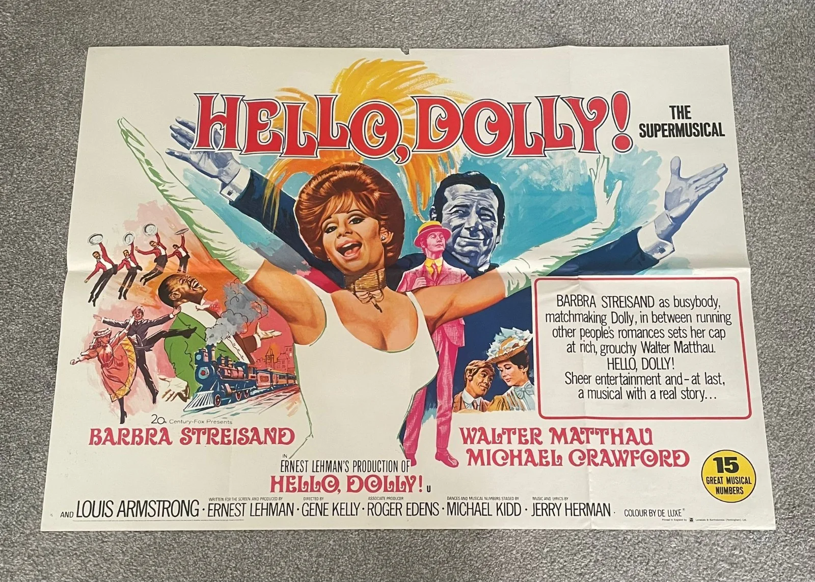 A fabulous original Vintage HELLO DOLLY 1969 UK QUAD Cinema Film Poster, изображение 5