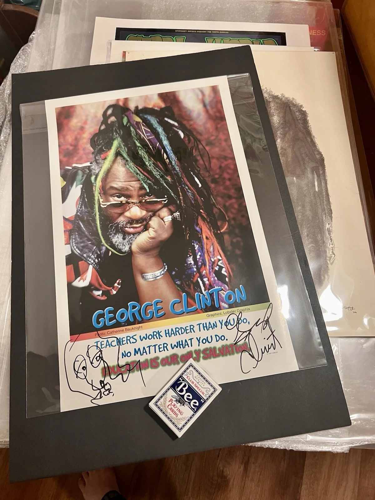 George Clinton Autographed 'Teachers Work Harder Than You Do' Poster 1997 RARE🔥, изображение 2