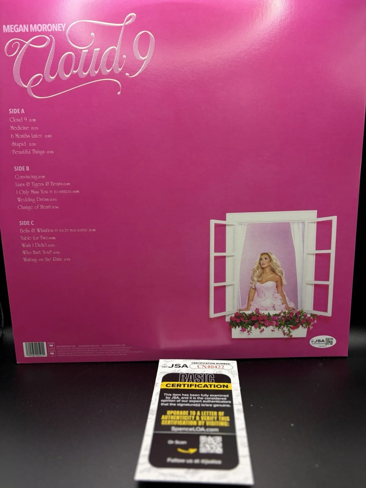 MEGAN MORONEY - Cloud 9: Megan's Signature Pink Signed Vinyl LP JSA COA, image 3