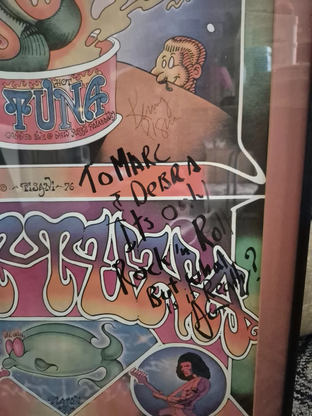 HOT TUNA at THE PALLADIUM CONCERT NYC POSTER Signed JORMA and artist Ken Pisani, изображение 2