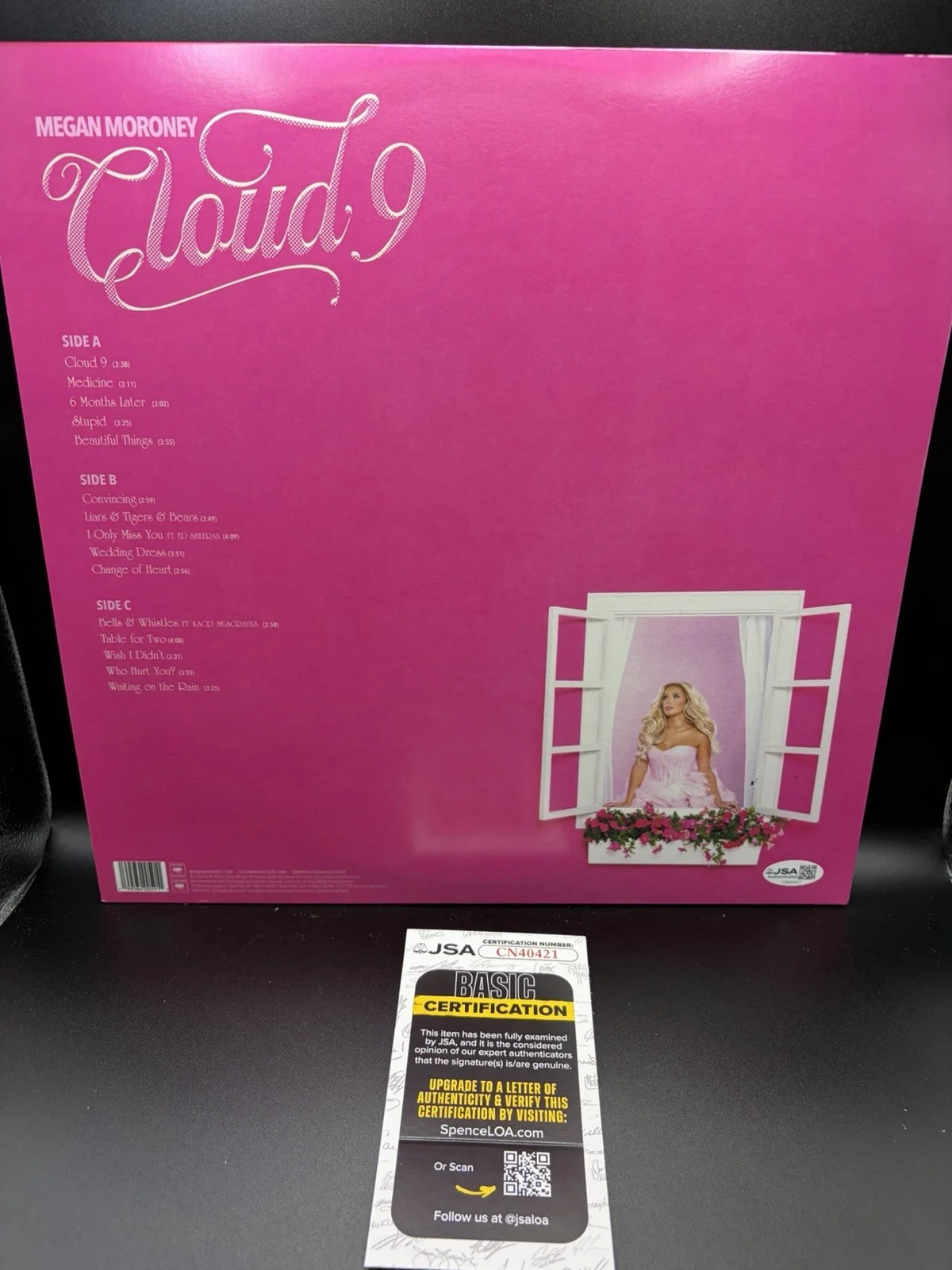 MEGAN MORONEY - Cloud 9: Megan's Signature Pink Signed Vinyl LP JSA COA, image 3