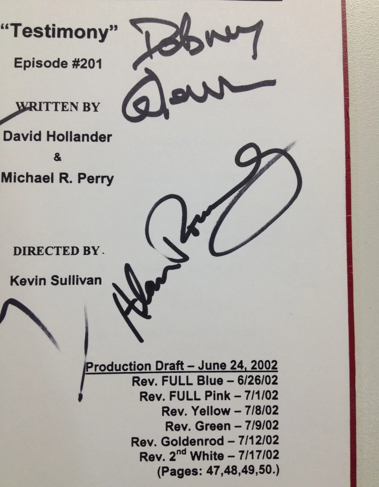 Dabney Coleman, Simon Baker, Alan Rosenberg, Raphael Sbarge — The Guardian Signed Script Autograph Dabney Coleman Baker Sbarge Rosenberg Moniz, image 5