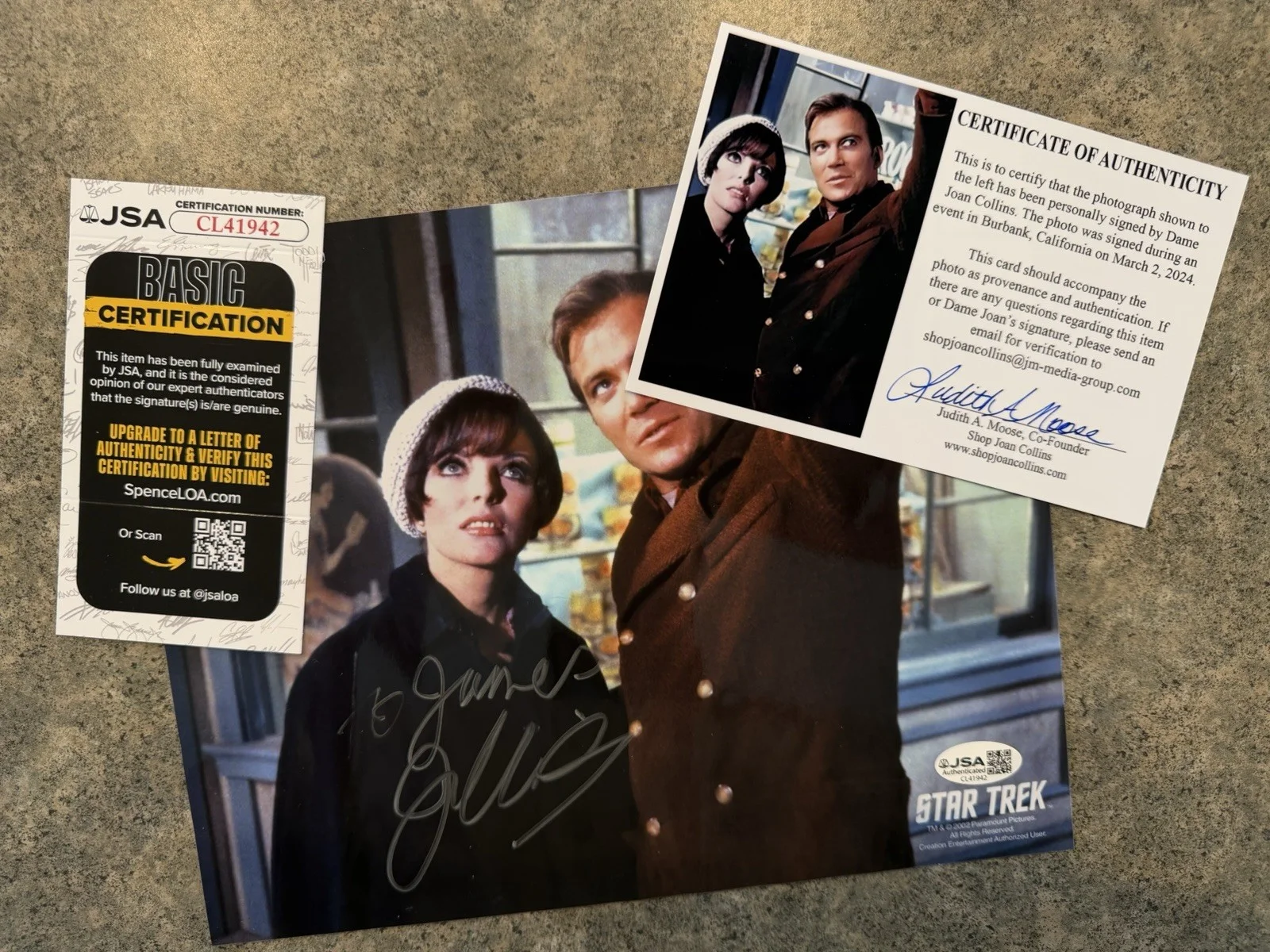 Joan Collins Signed Star Trek 8x10 Personalized Photo JSA Authentication, image 2