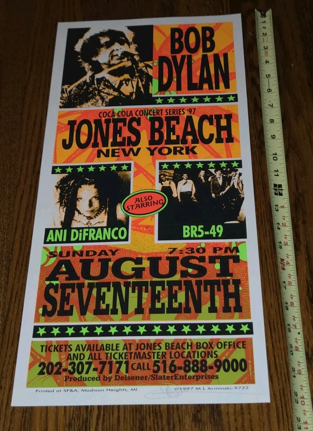 BOB DYLAN~1997 MARK ARMINSKI Signed Silkscreen Lithograph~Jones Beach, New York, image 2