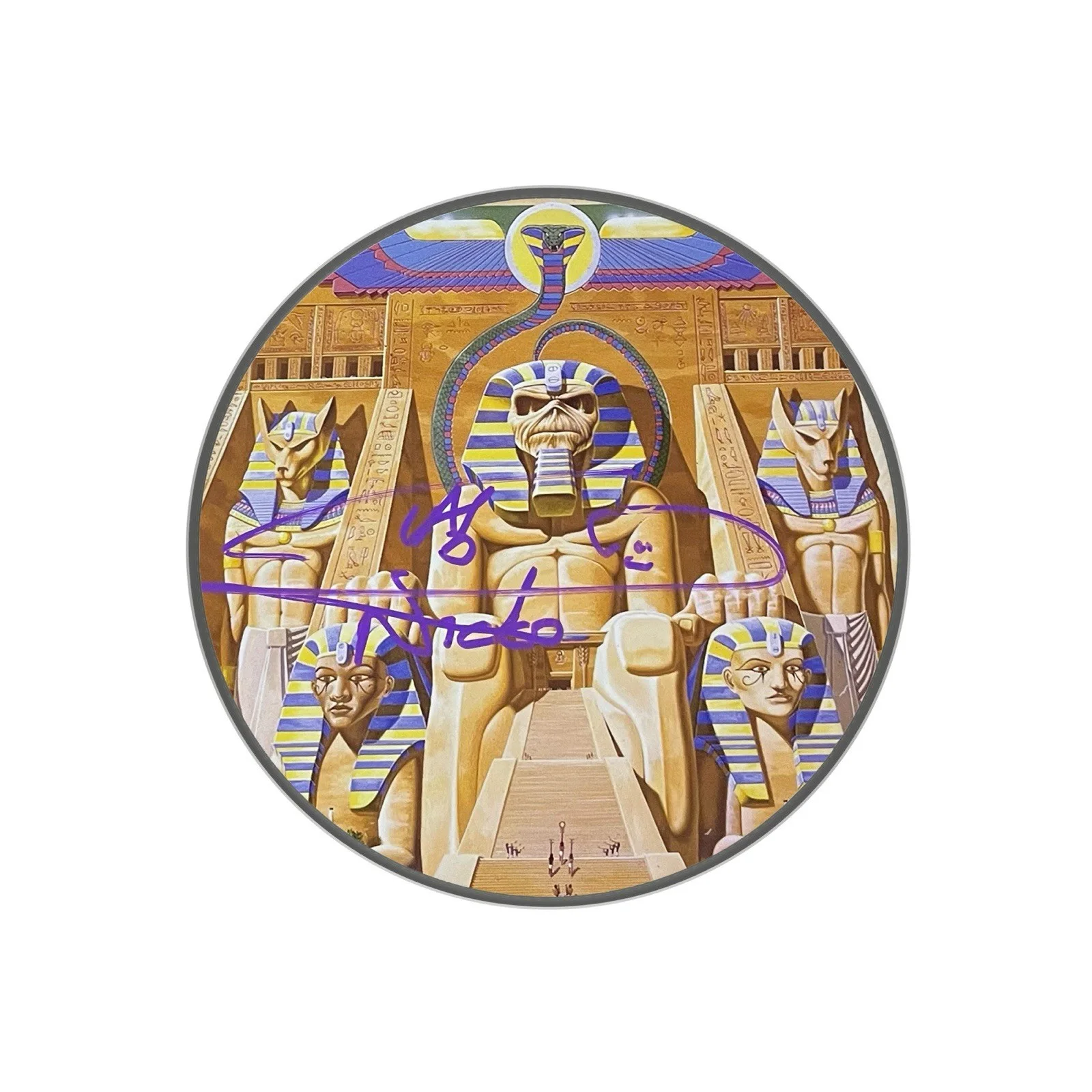 Nicko Mcbrain Iron Maiden Signed Powerslave 10” Drumhead Proof, image 2