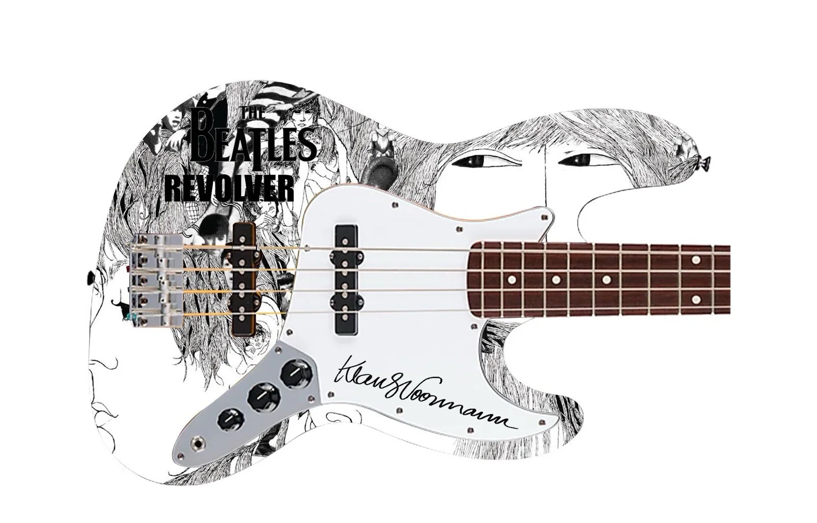 Klaus Voormann Signed The Beatles Revolver Electric Bass Guitar Custom, изображение 2