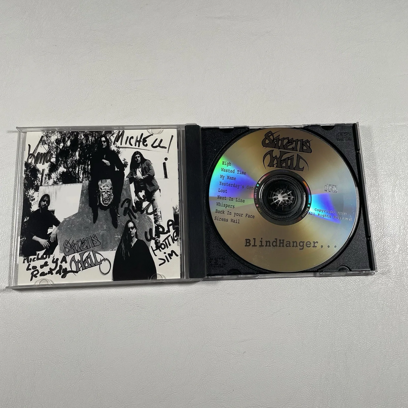 Sirens Wail Signed CD Insert Blindhanger Album 1999 Rock Band Music Autographed, image 2