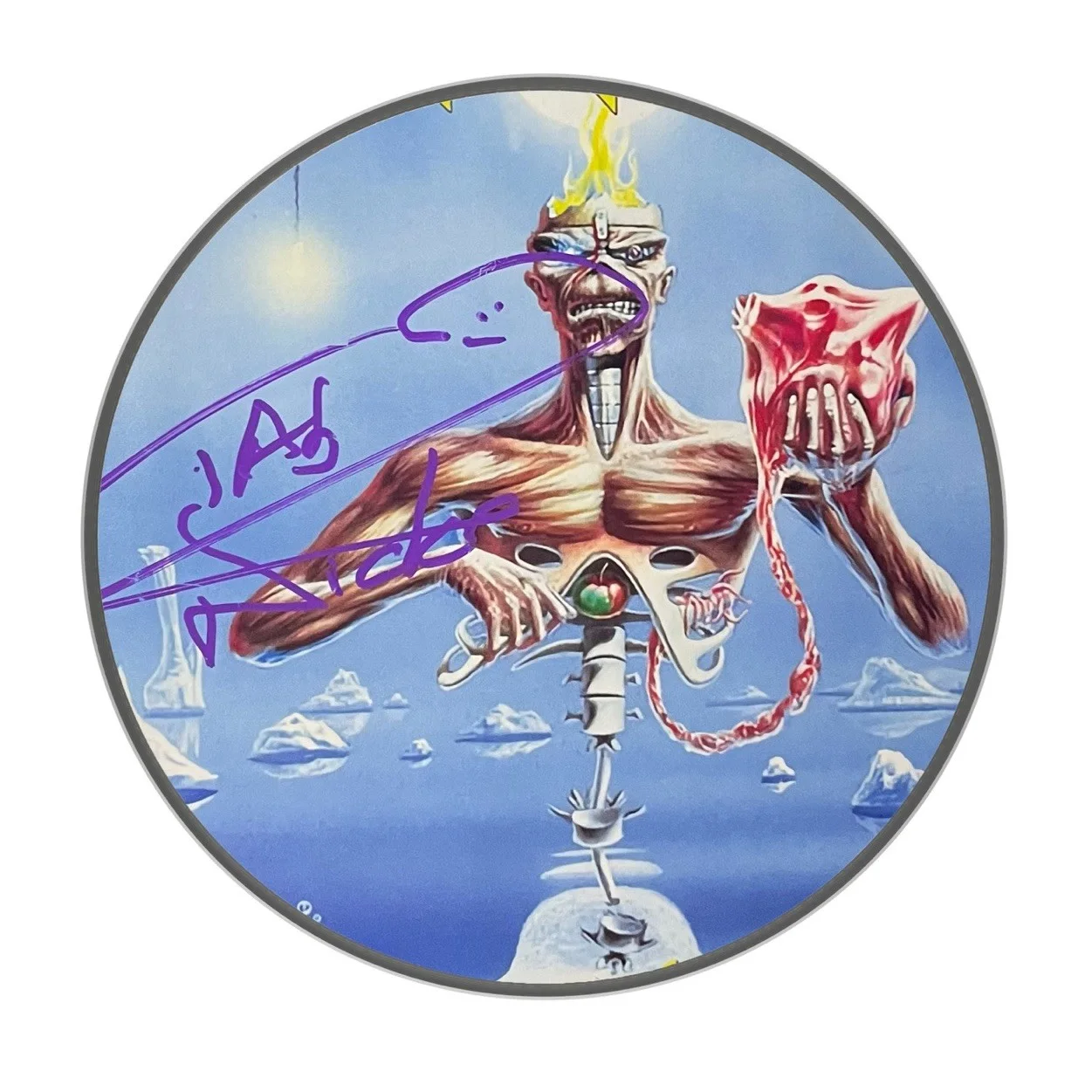 Nicko Mcbrain Iron Maiden Signed Seventh Son 10” Drumhead Proof, image 2