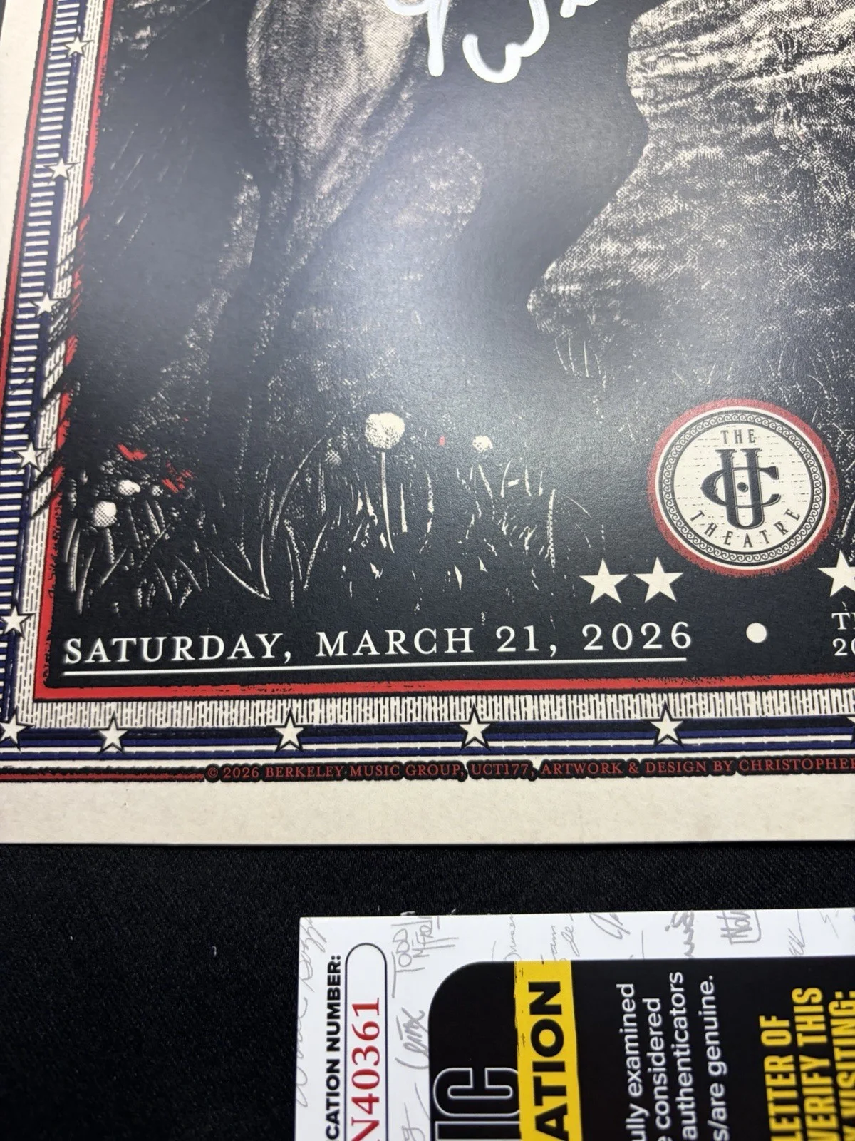 Jesse Welles signed 2026 PosterThe UC Theater Berkeley CA . Guest Joan Baez JSA, image 3