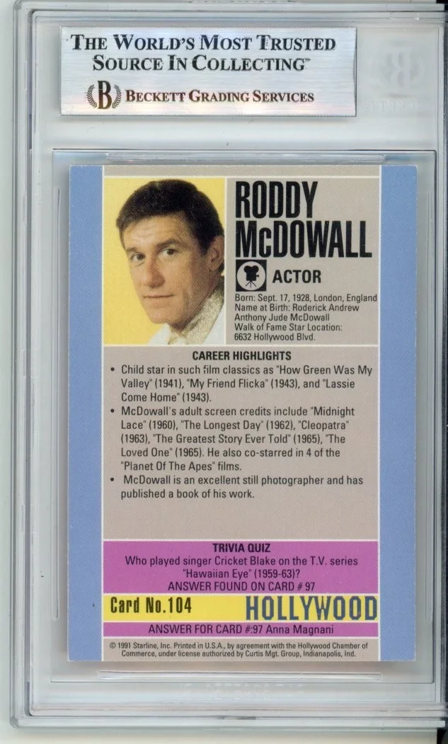 Roddy McDowall — Roddy McDowall Signed Walk of Fame - Beckett - Planet of the Apes, изображение 2