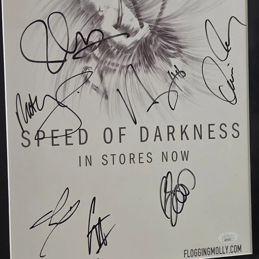 Flogging Molly — Flogging Molly signed poster Speed of Darkness JSA Certified COA Framed, image 2