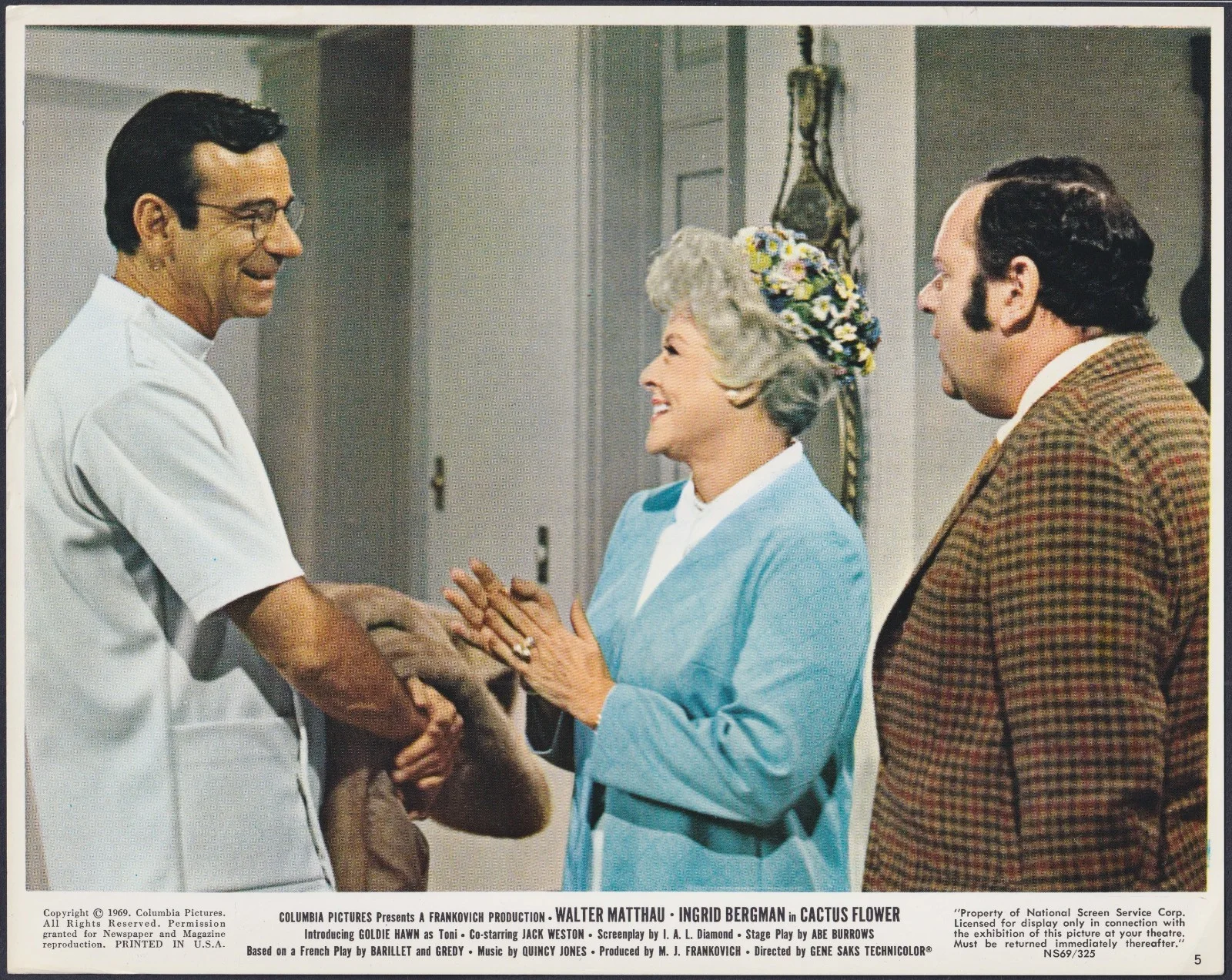 Cactus Flower 8x ORIGINAL UK FOH Lobby Cards Ingrid Bergman Goldie Hawn 1969, изображение 4