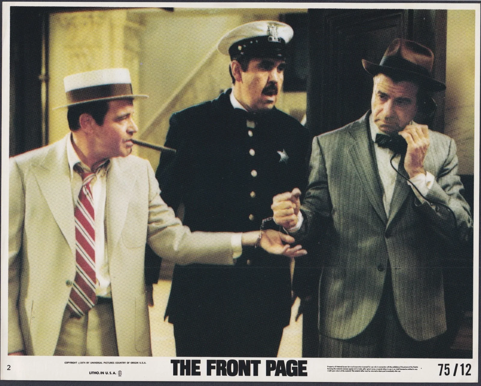 The Front Page 8x ORIGINAL UK FOH Lobby Cards Jack Lemmon Walter Matthau 1975, изображение 4