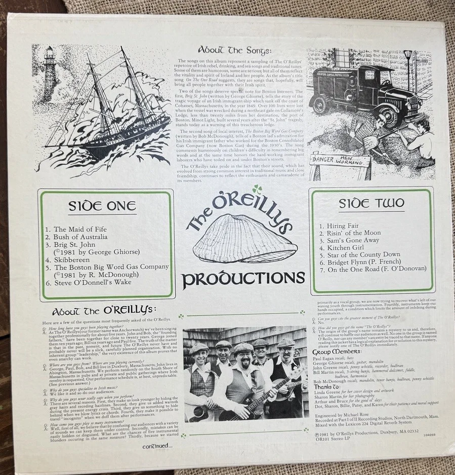 VINYL RECORD LP I THE O'REILLYS ON THE ROAD SIGNED O'REILLYS PRODUCTIONS OR-101, изображение 3