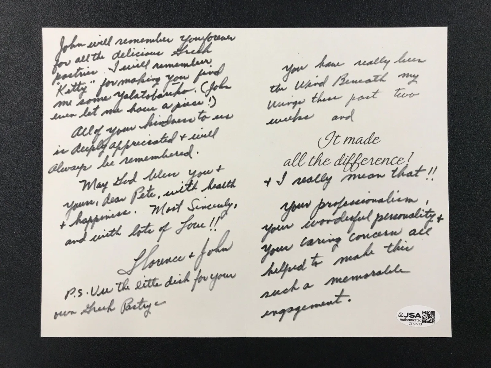 Florence Henderson — Florence Henderson Brady Bunch Signed Thank You Card JSA Auto Personal Letter, image 3