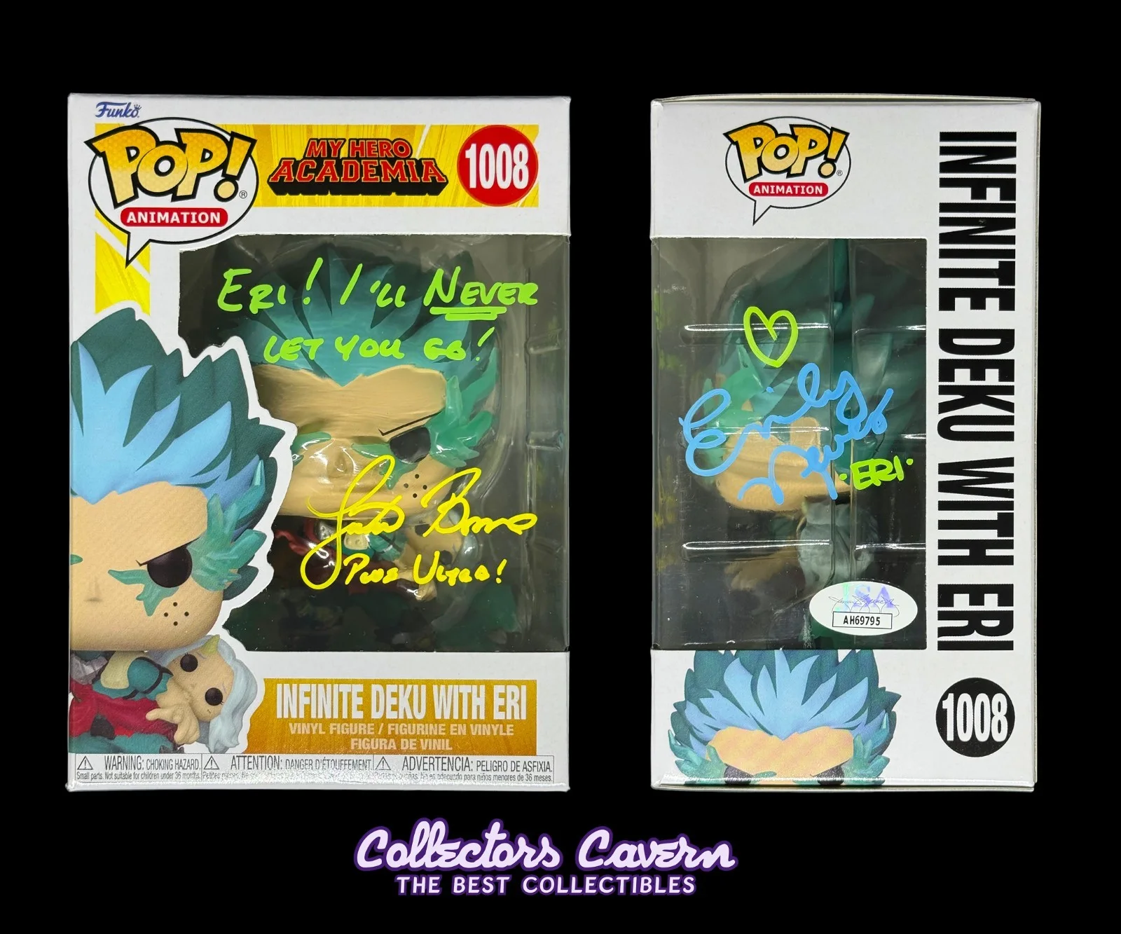 Justin Briner & Emily Neves — Justin Briner & Emily Neves Signed Funko POP My Hero Infinite Deku with Eri JSA