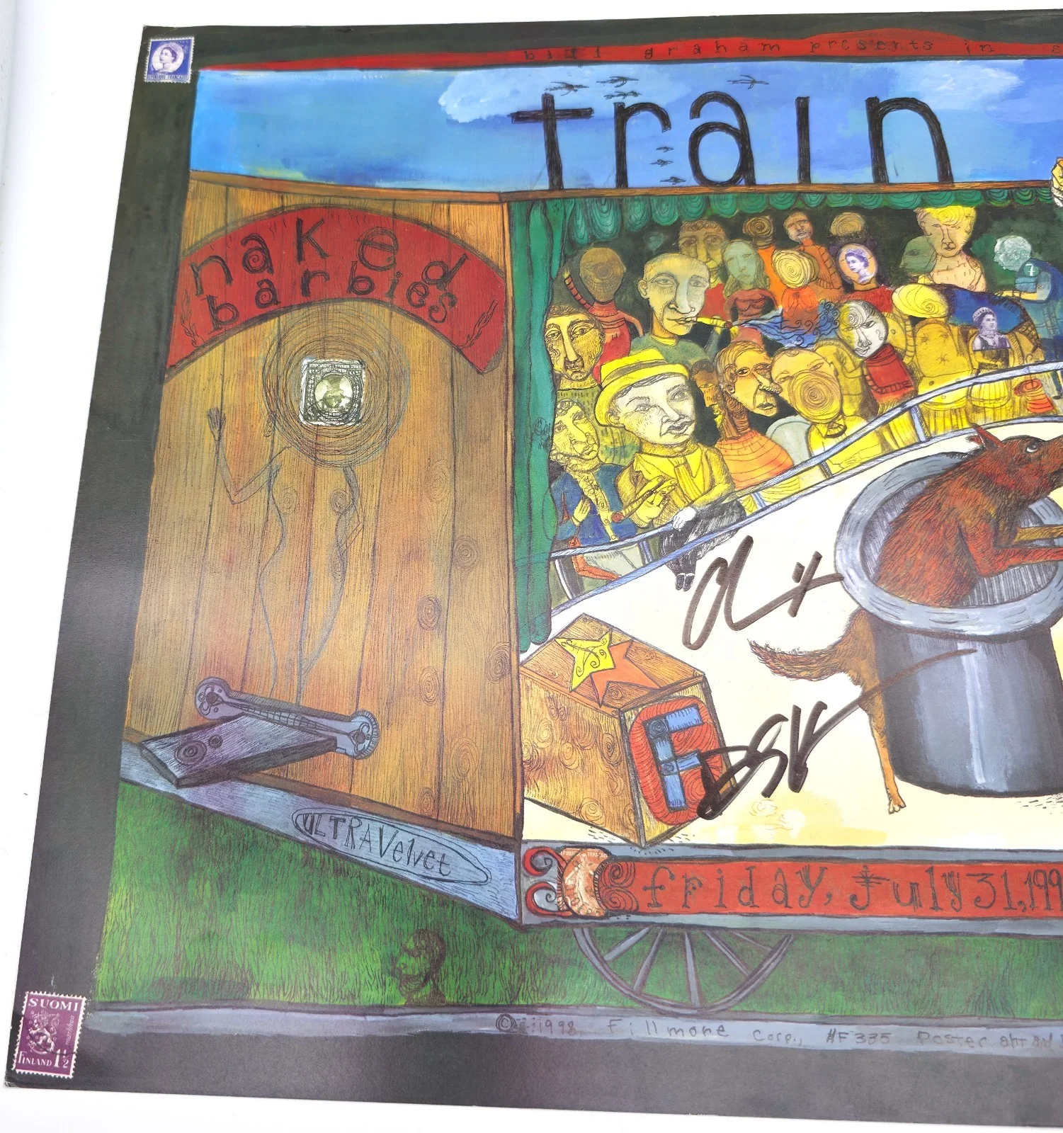 Band Members Signed Concert Poster TRAIN 1998 @ Fillmore wtih Naked Barbies, image 2