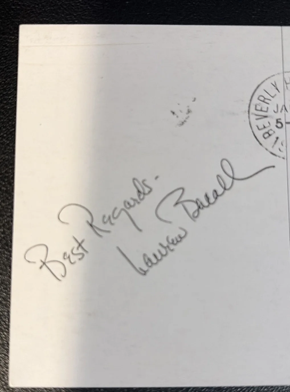 Lauren Becall — Lauren Bacall Autographed Postcard, image 2
