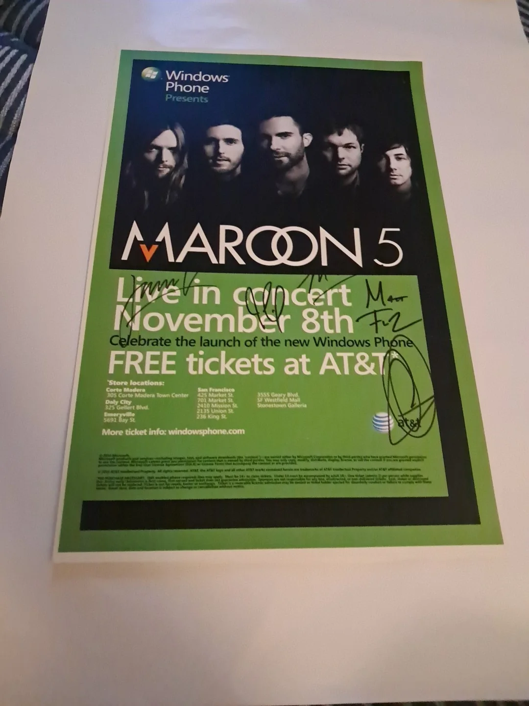 Amazing Maroon 5 Autographed Poster, image 2