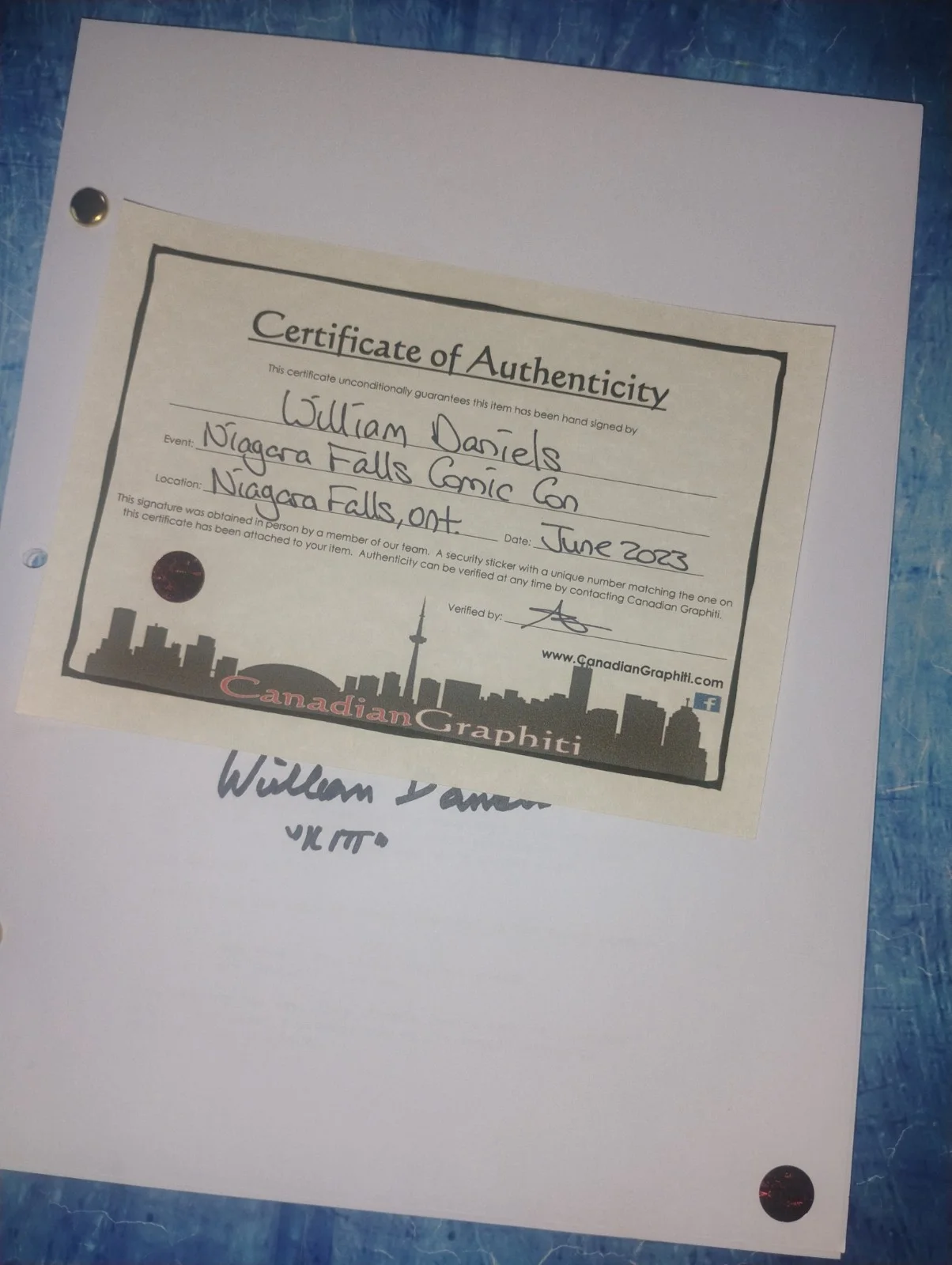 William Daniels Hand Signed Knight Rider Script COA - NO US TARIFFS, image 5