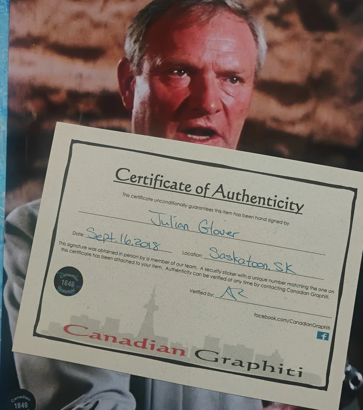 Julian Glover Hand Signed 8x10 Photo COA Indiana Jones NO TARIFFS, image 4